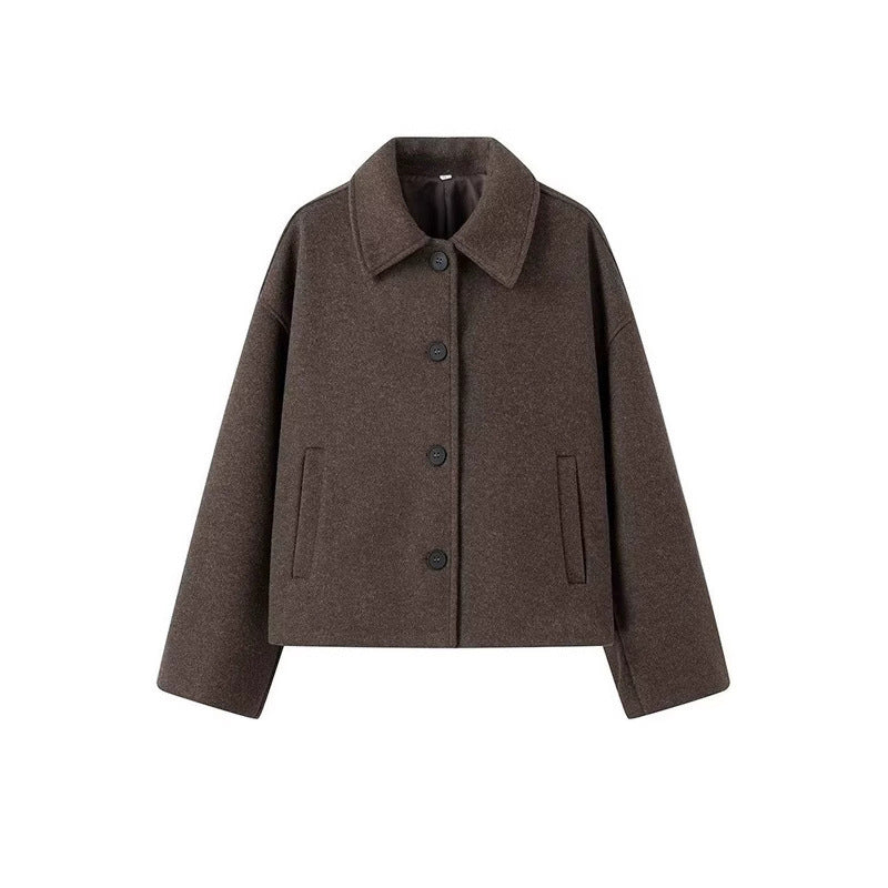 Damen lässige und stylische Wolldeckjacke EB