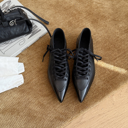 Damen Elegante Schnürschuhe mit schmalem Schnitt und hochwertiger Leder-Oberfläche EB