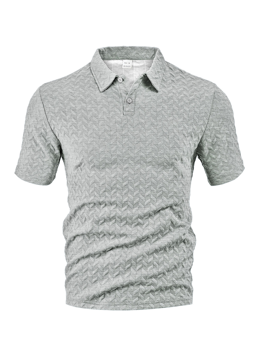 Herren nan kurzärmeliges Poloshirt mit eingeprägter Zickzackstruktur und klassischem Hemdkragen EB