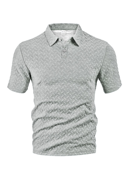 Herren nan kurzärmeliges Poloshirt mit eingeprägter Zickzackstruktur und klassischem Hemdkragen EB