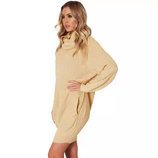 Damen Strickkleid mit weitem Kragen EB