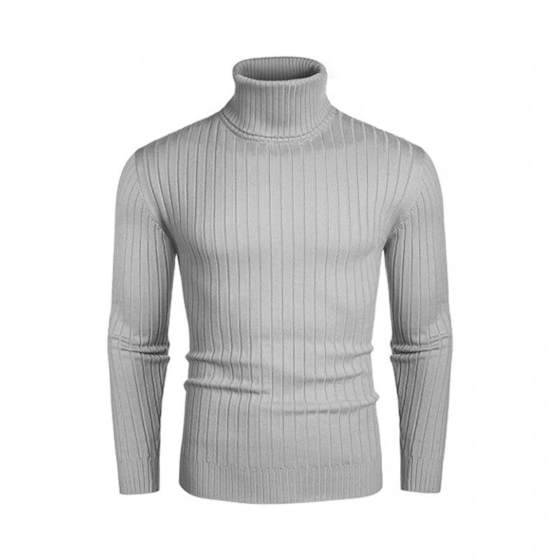 Herren nan gerippter Feinstrick-Rollkragenpullover Slim Fit EB