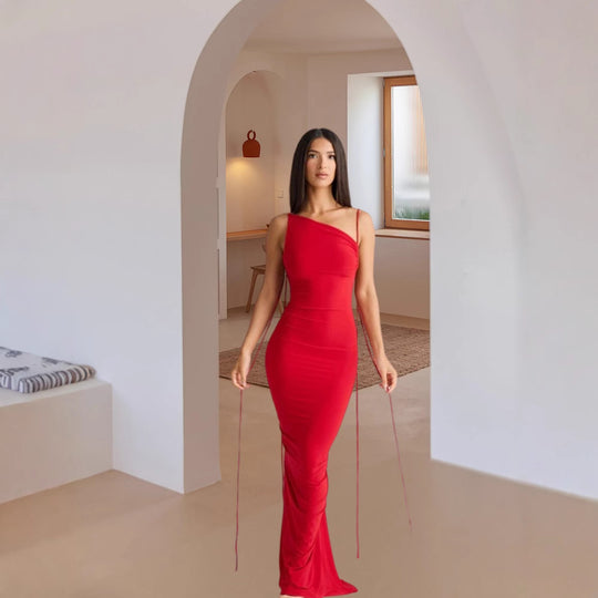 Damen Elegantes Rückenfreies Maxikleid mit raffinierten Bindebändern EB