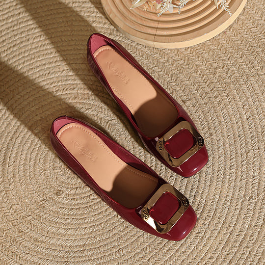 Damen elegante Ballerinas mit glänzender Schnallenapplikation EB
