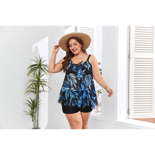 Damen Tankini-Set mit floralem Oberteil und figurbetonendem Unterteil EB