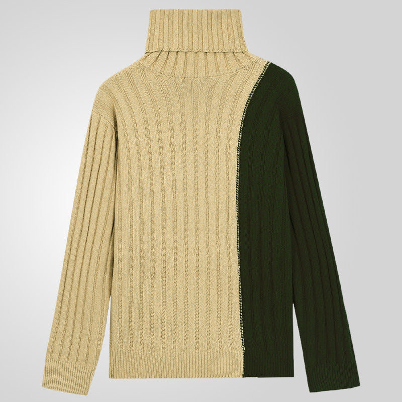 Herren Strickpullover mit modernem Stehkragen und farblich abgesetztem Design EB