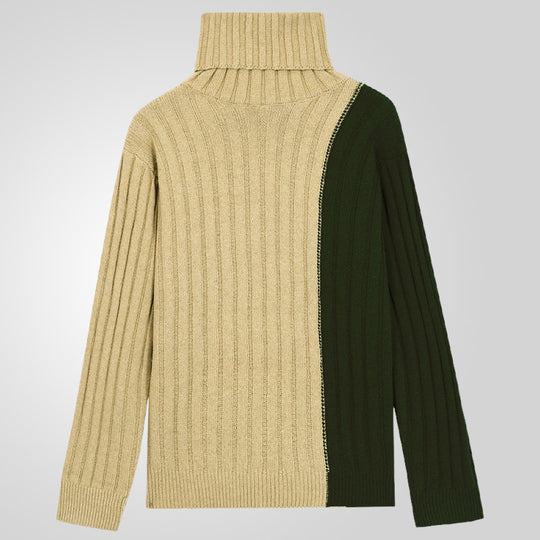 Herren Strickpullover mit modernem Stehkragen und farblich abgesetztem Design EB