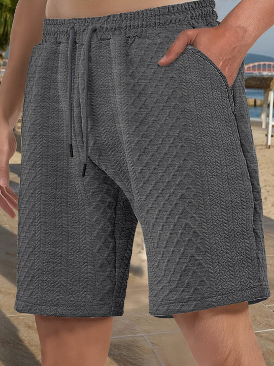 Herren nan strukturierte Strand-Bermuda aus Waffeljersey mit elastischem Kordelbund und schrägen Eingrifftaschen EB