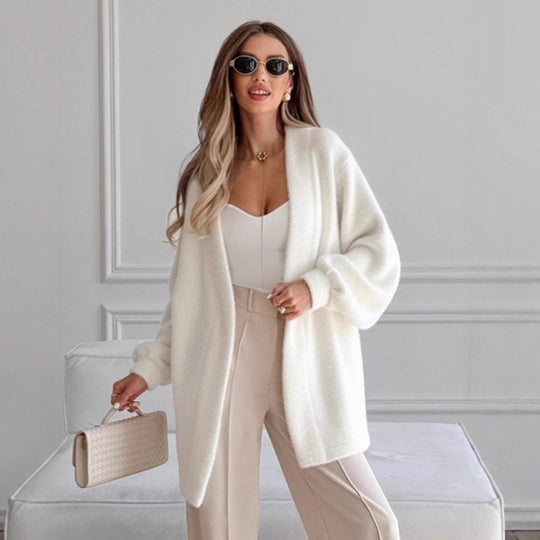 Damen Luxuriöser Wickelcardigan mit komfortablem Schnitt und Gürtel EB