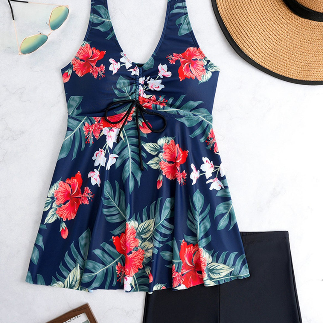 Damen Tankini-Set mit floralem Design und verstellbarem Oberteil EB