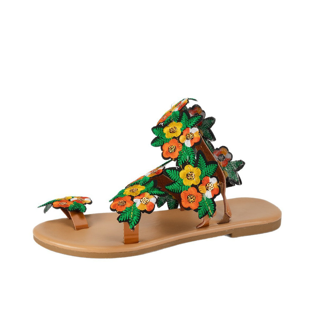 Damen Bequeme und modische Sandalen mit floralem Design EB