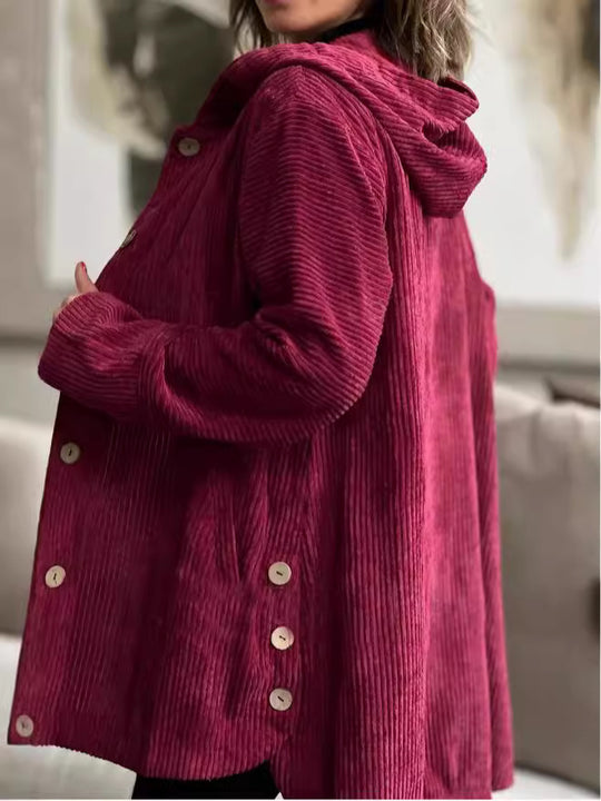 Damen Strickjacke mit Kapuze und gemütlicher Schnittführung EB