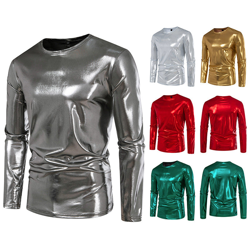 Herren Langarmshirt aus glattem, reflektierendem Material EB