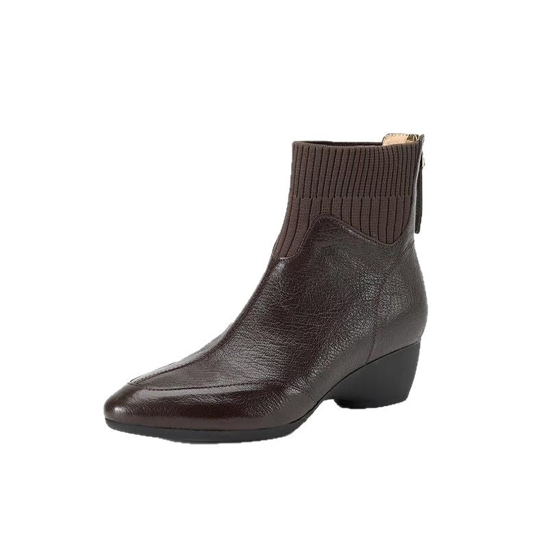 Damen Elegante Ankle Boots mit seitlichem Reißverschluss und elastischer Sockeneinstieg EB