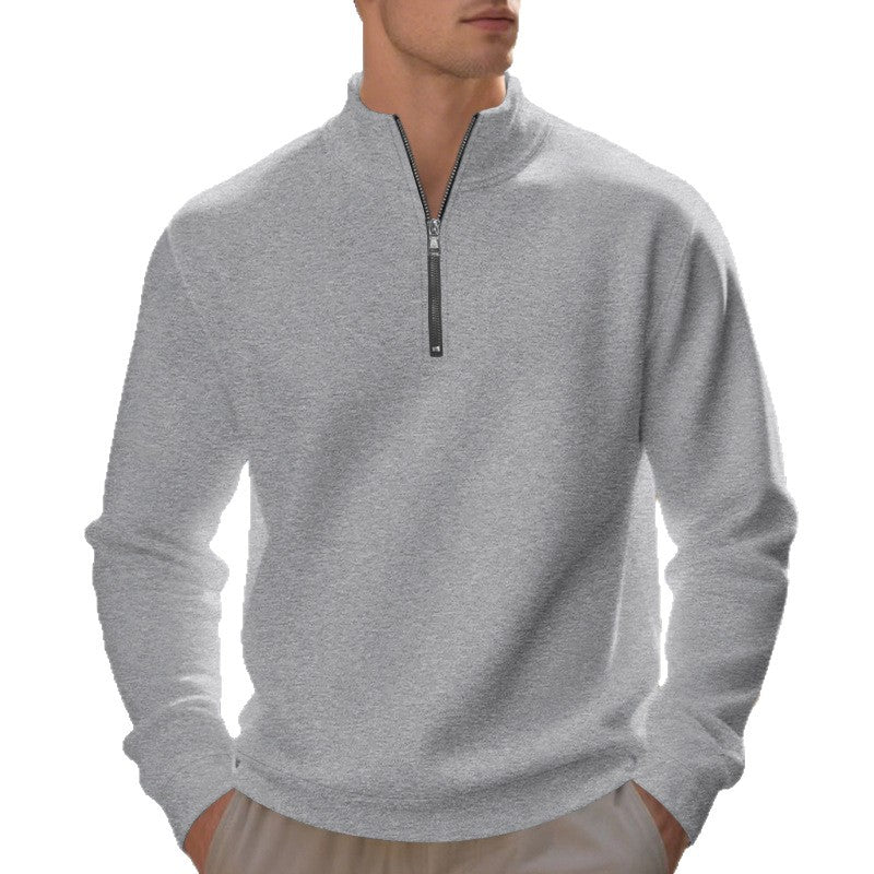 Herren sportlicher Sweatshirt mit modernem Stehkragen und Reißverschluss EB