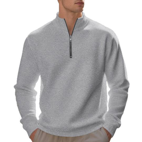 Herren sportlicher Sweatshirt mit modernem Stehkragen und Reißverschluss EB