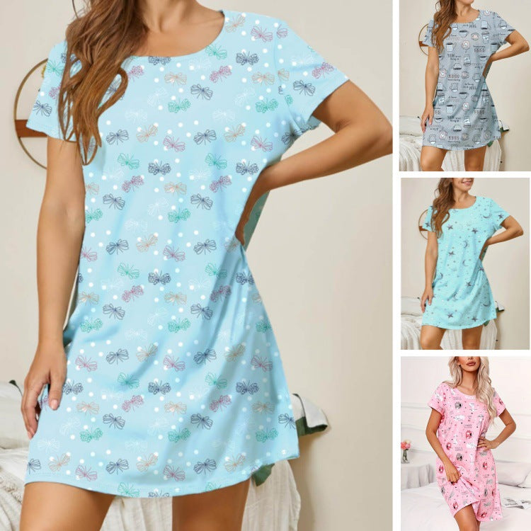 Damen lässiges Nachtkleid mit buntem Schmetterlingsmuster EB