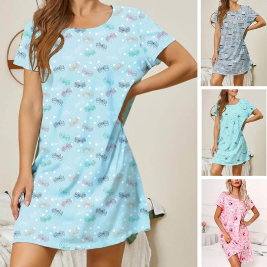 Damen lässiges Nachtkleid mit buntem Schmetterlingsmuster EB