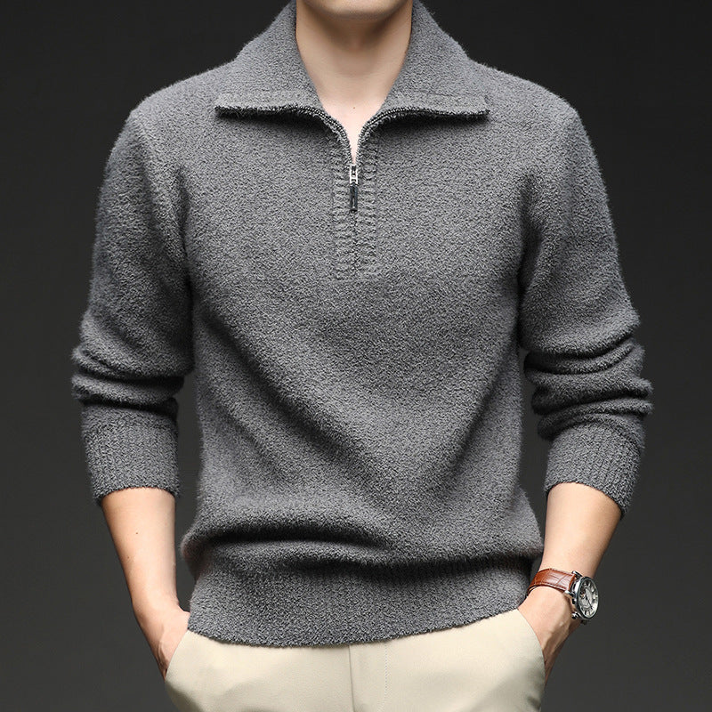 Herren Pullover mit hohem Kragen und Reißverschluss EB