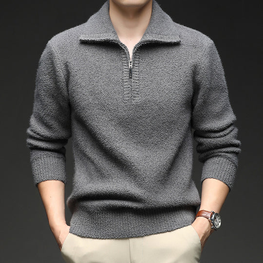 Herren Pullover mit hohem Kragen und Reißverschluss EB