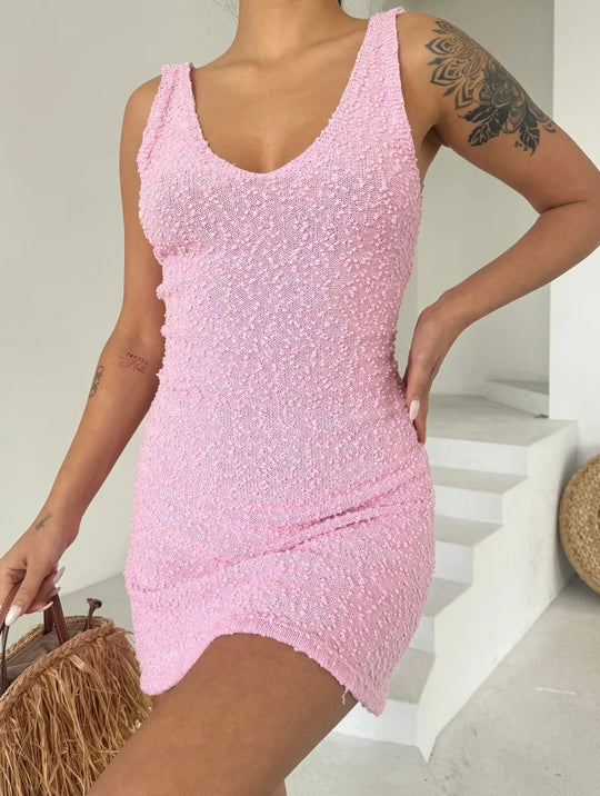 Damen Sommerliches Minikleid mit strukturiertem Gewebe EB