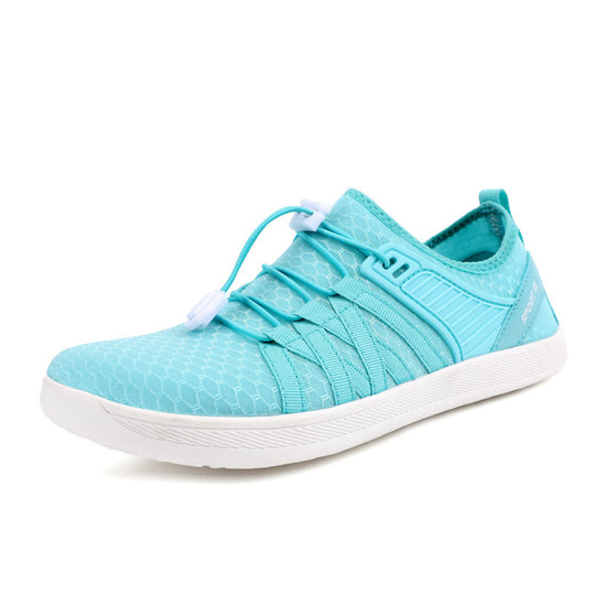 Unisex nan flacher Stadt-Sneaker mit Schnellzugverschluss, elastischem Strickoberteil und stoßabsorbierender Leichtsohle EB