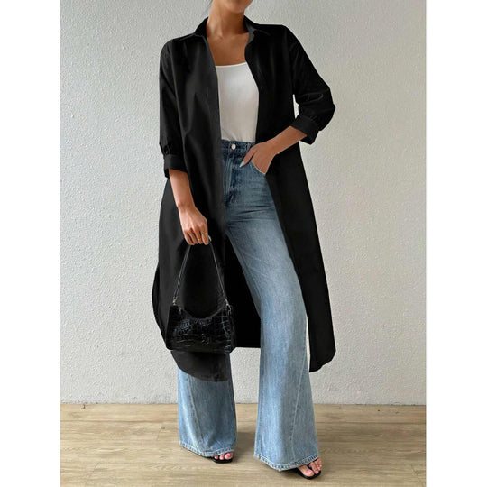 Damen Longline Button-Up Kleid EB