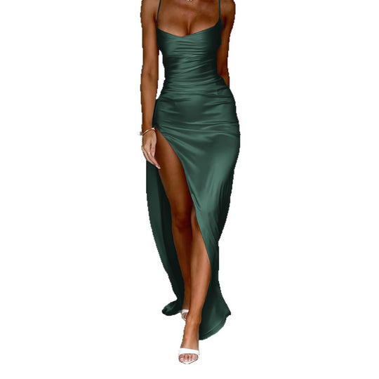 Damen Elegantes Wickelkleid mit hohem Schlitz und verführerischen Spaghettiträgern EB