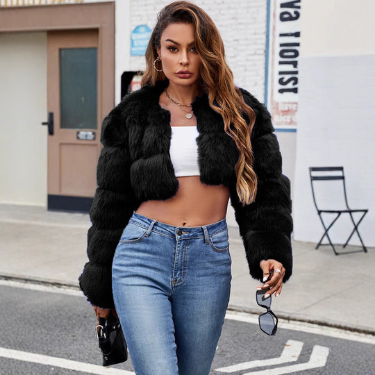 Damen Kurze Pelzjacke EB