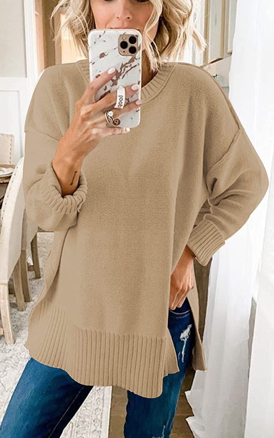 Damen Übergroßer Strickpullover EB