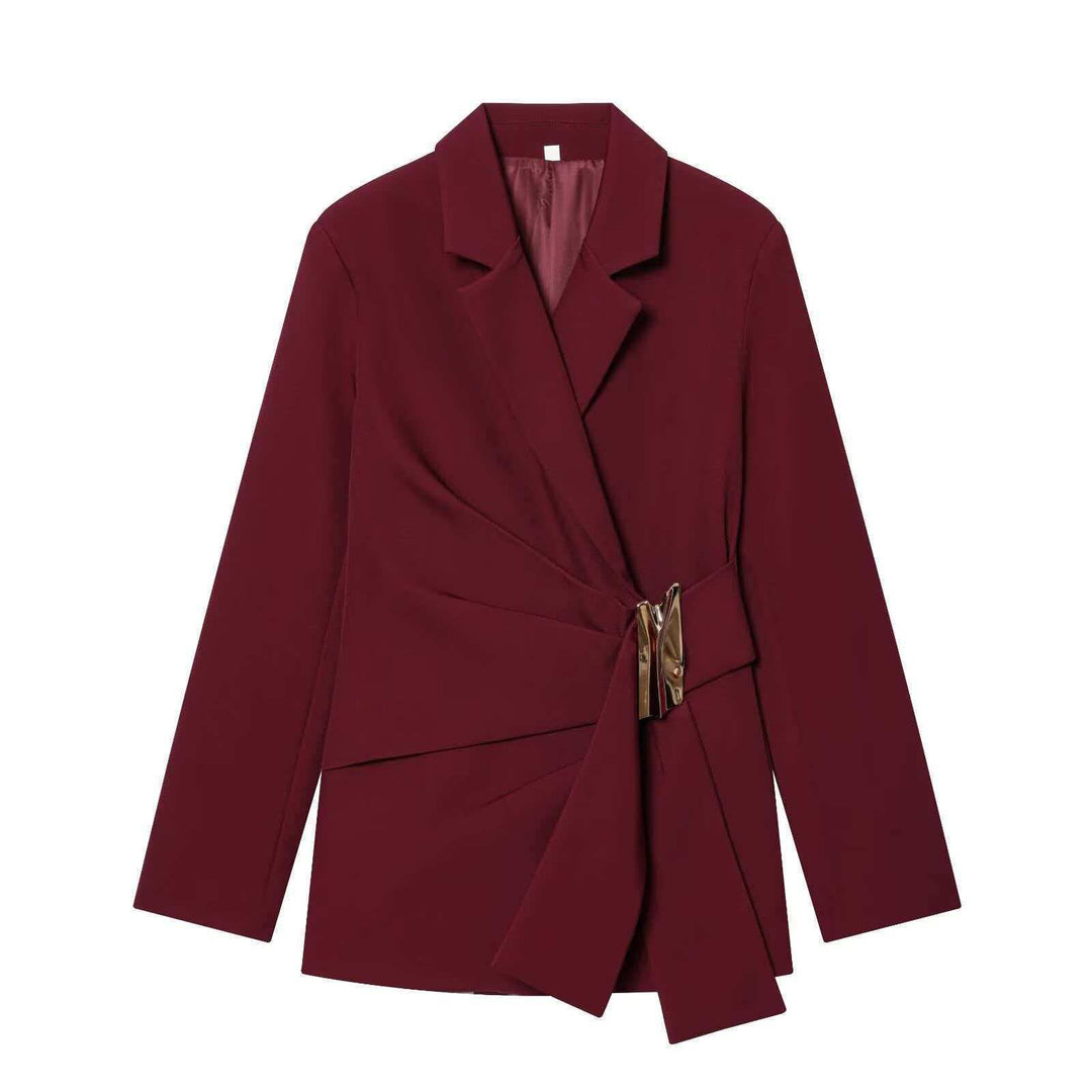 Damen nan elegante High‑Waist Weitbein-Anzughose mit flachem Bund und verdeckter Naht EB