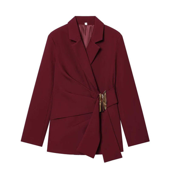 Damen nan elegante High‑Waist Weitbein-Anzughose mit flachem Bund und verdeckter Naht EB