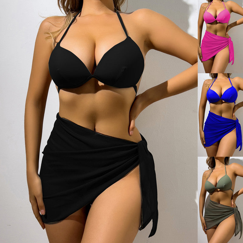 Damen Bikini-Set mit verstellbarem Oberteil und elegantem Wickelrock EB