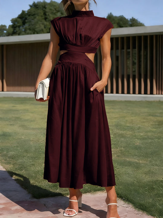 Damen Maxikleid mit elegantem Wickeldesign und raffiniertem Cut-Out EB
