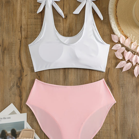 Damen Crop-Top-Bikini-Set mit verspielten Schleifen EB