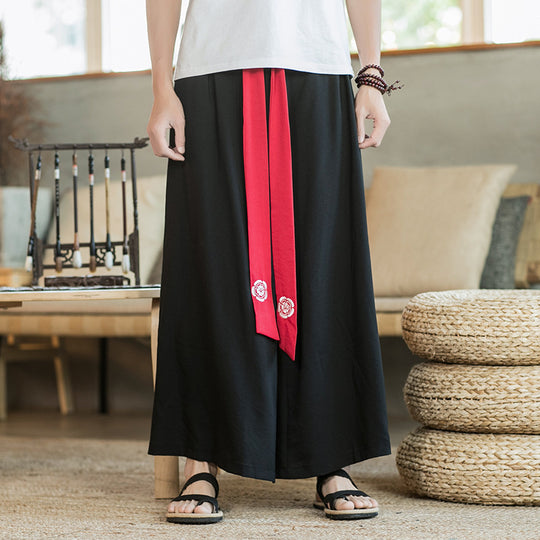 Herren Lässige und elegante Palazzo-Hose mit dekorativem Gürtel EB