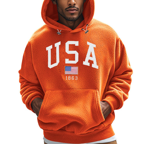 Herren Kuscheliger Fleece Hoodie mit USA-Print EB