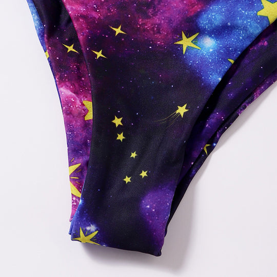 Damen Bikiniset mit verspieltem Knotendesign und galaktischem Muster EB