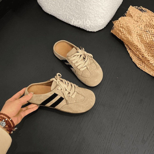 Damen Sneaker Slipper im sportiven Stil mit klassischem Schnürverschluss EB