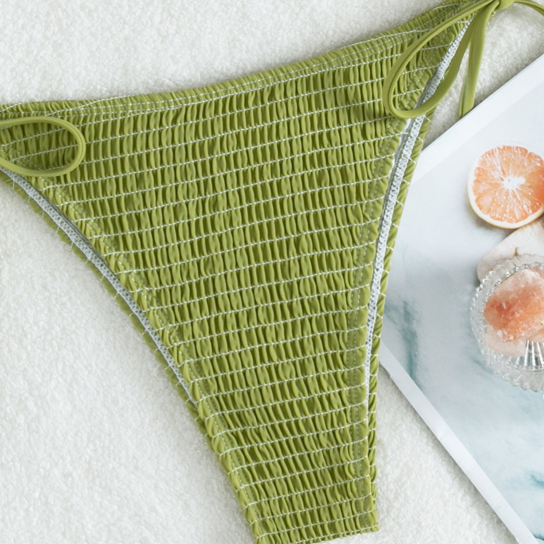 Damen Triangel-Bikini mit raffinierten Knüpfdetails und strukturierter Oberfläche EB