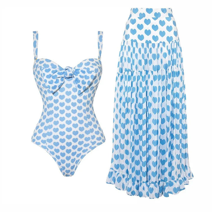 Damen Bikiniset mit Bandeau-Oberteil und Rüschenshorts EB