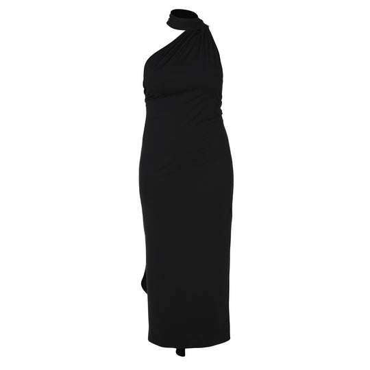 Damen Elegantes One-Shoulder Maxikleid mit figurbetonter Silhouette EB