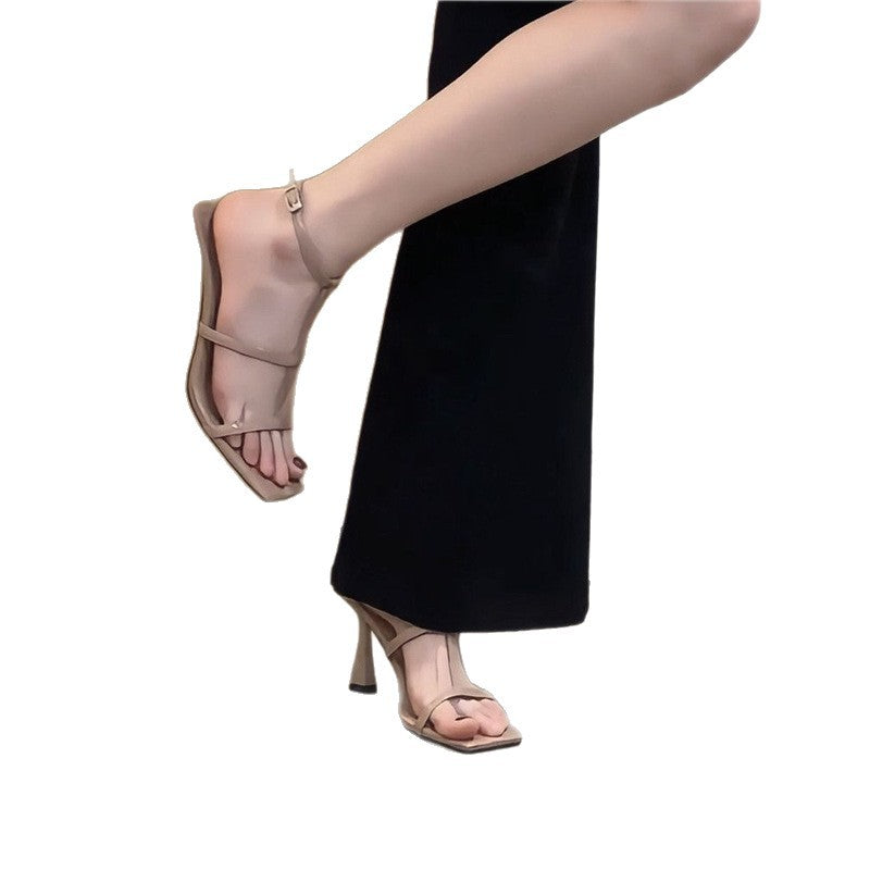 Damen elegante Sandalen mit verstellbaren Riemen und quadratischem Absatz EB
