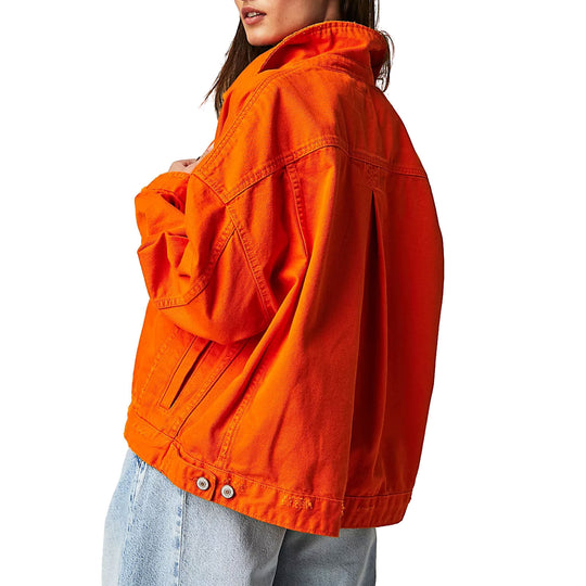 Damen lässige Jeansjacke im Oversized-Stil mit dekorativen Fransen EB