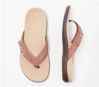 Damen bequeme Flip-Flops mit verstellbarem Riemen und ergonomischer Sohle EB