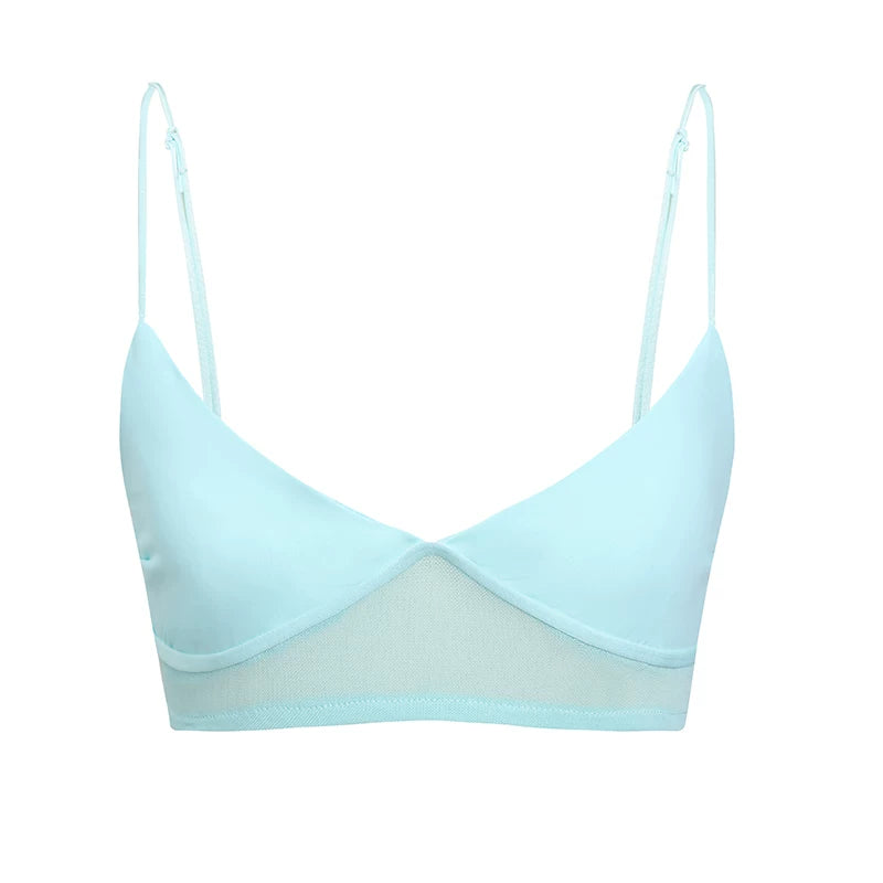 Damen nan bügelloser Soft-BH mit Mesh-Unterbrustband und verstellbaren Spaghettiträgern EB