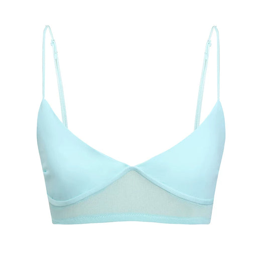 Damen nan bügelloser Soft-BH mit Mesh-Unterbrustband und verstellbaren Spaghettiträgern EB