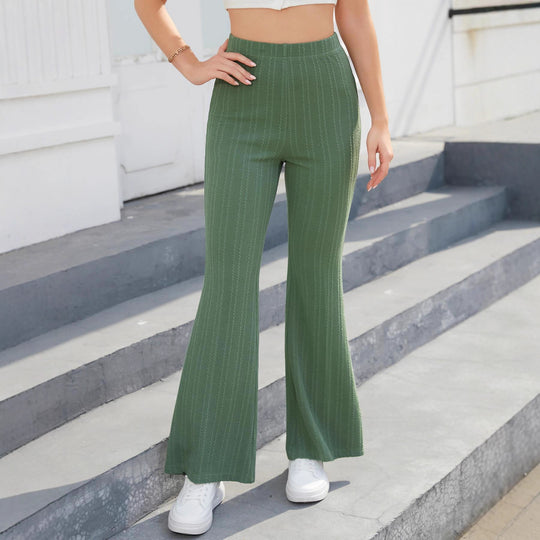 Damen Flared-Pants aus hochwertigem Strickmaterial mit elastischem Bund EB