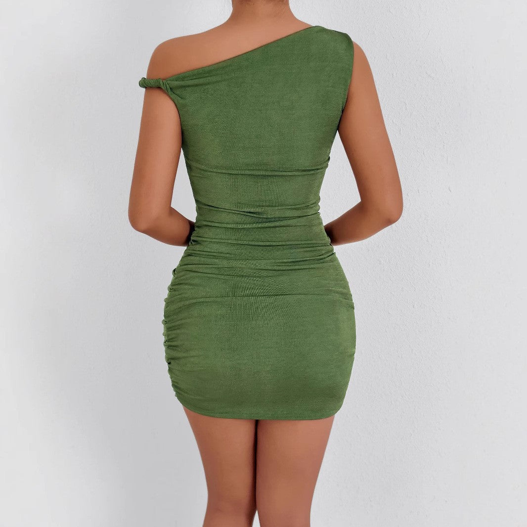 Damen Glamouröses Wickelminikleid mit asymmetrischem Ausschnitt und raffinierten Rüschendetails EB
