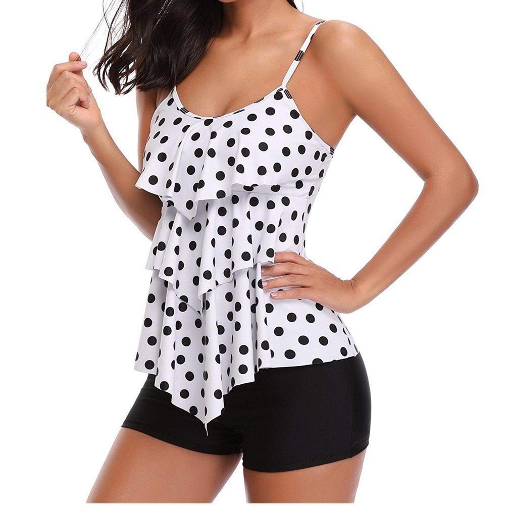 Damen Schwimmloche Tankini mit mehrlagigem Rüschendesign EB